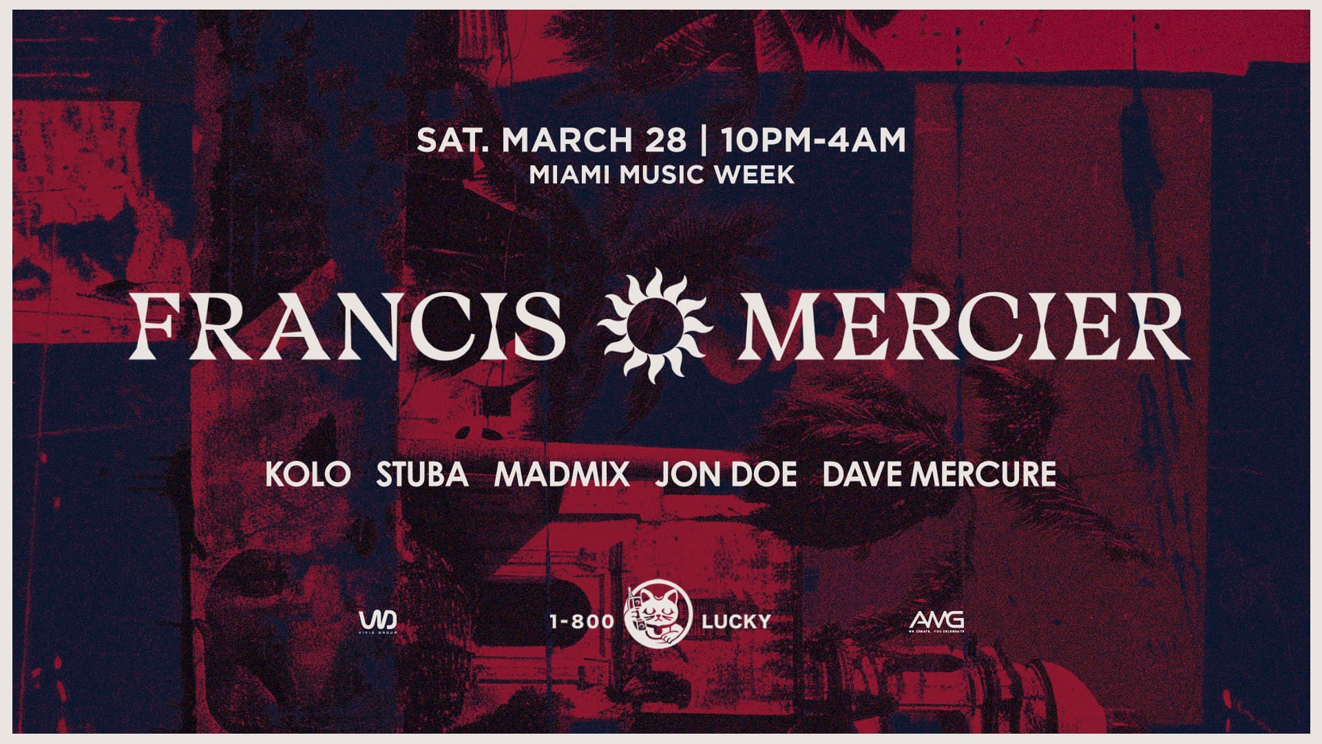 Francis Mercier event flyer — music event at 1-800-Lucky, 2026-03-28